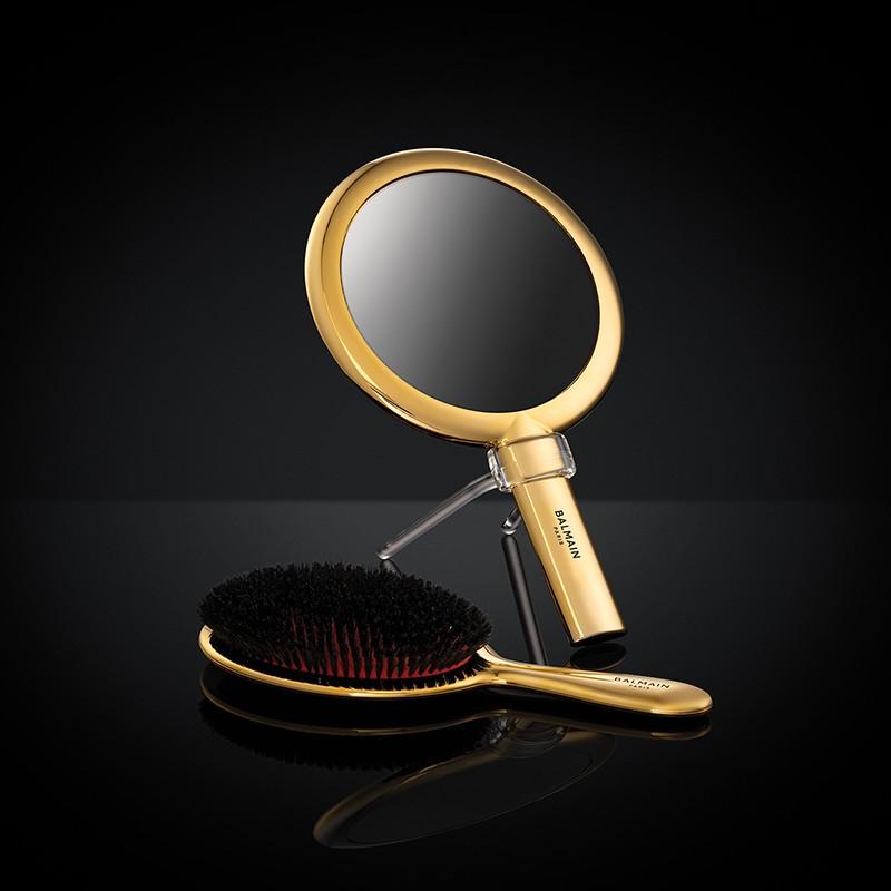 14K Gold Plated Spa Brush & Hand Mirror